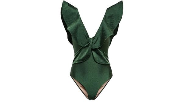 green frill one piece